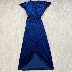 Nordstrom Fraiche by J Blue Velvet Fall Maxi Dress S